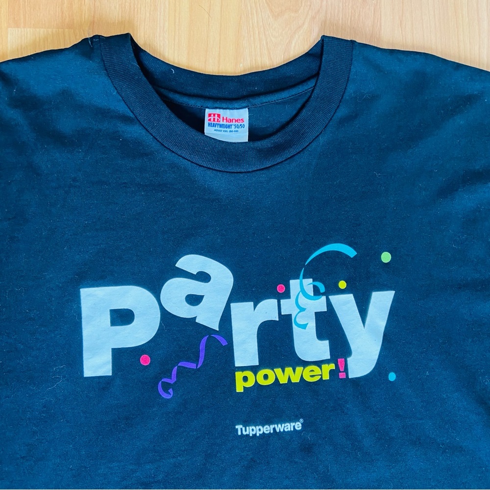 Vintage Tupperware Men’s Party Power Logo T-Shirt Size XXL